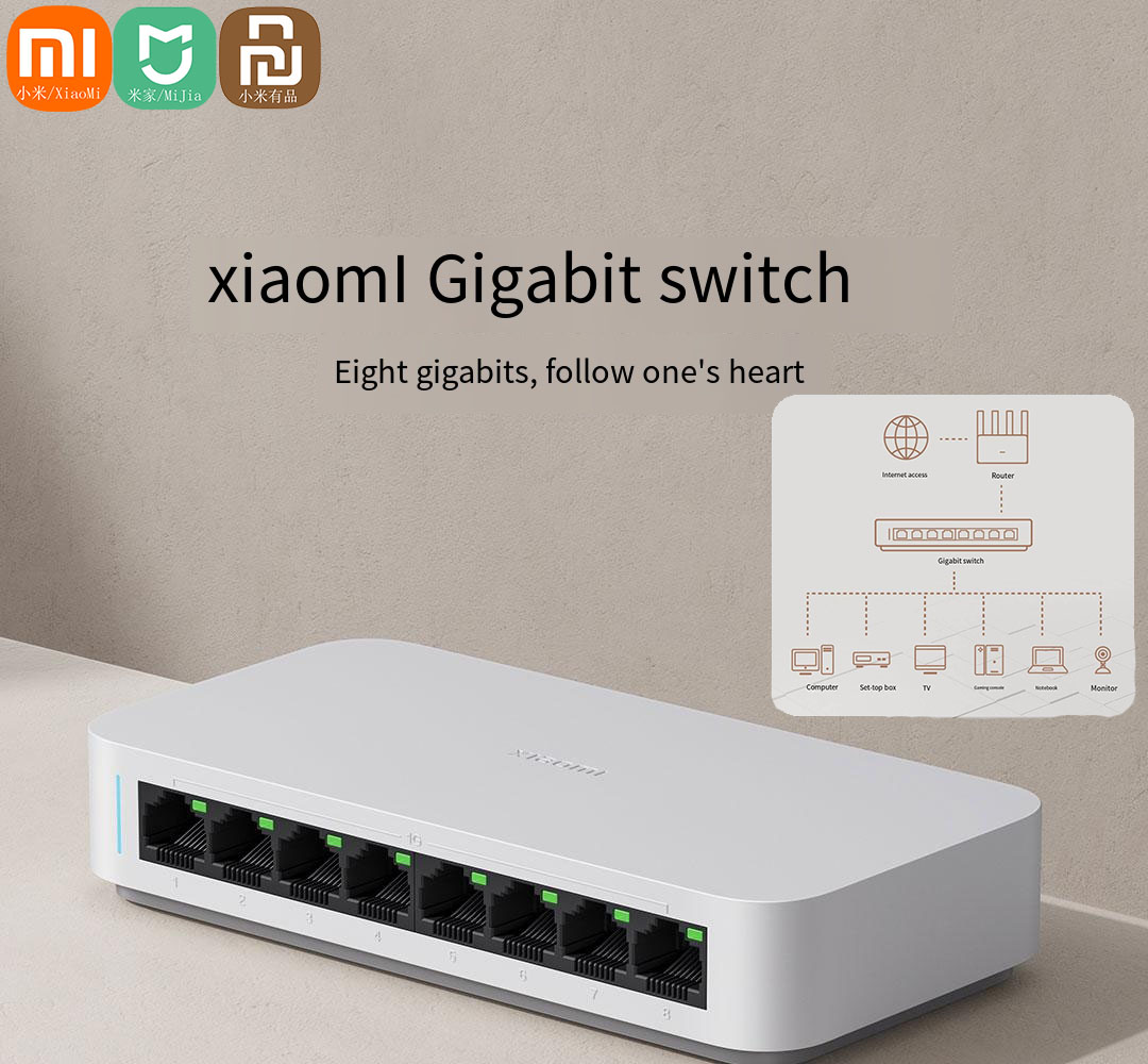 Xiaomi Hub Mijia Hub - شيومي-مي 8 منافذ مفتاح إيثرنت جيجابت