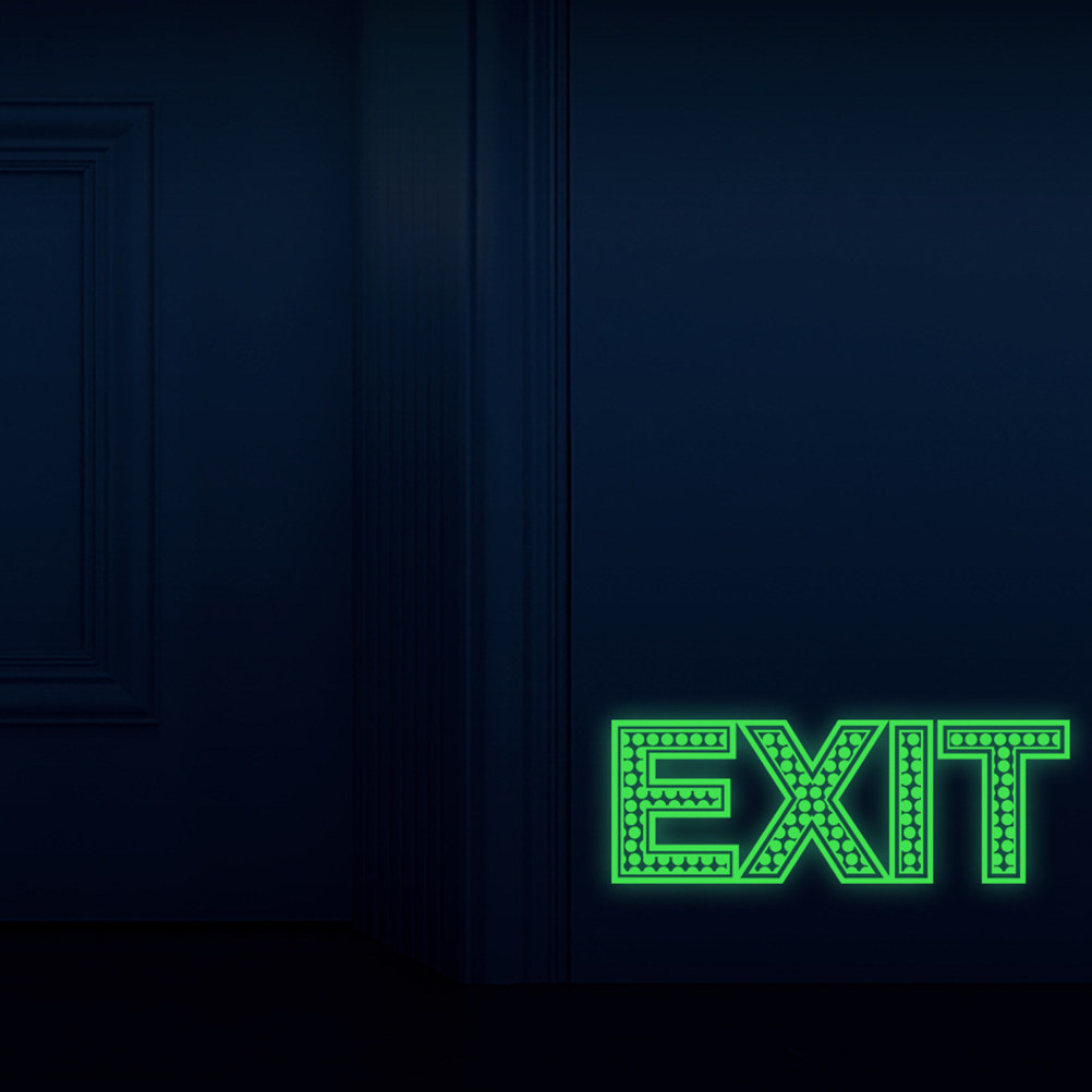 Emergency Exit Sign - 3 قطع من ملصقات الإضاءة الليلية
