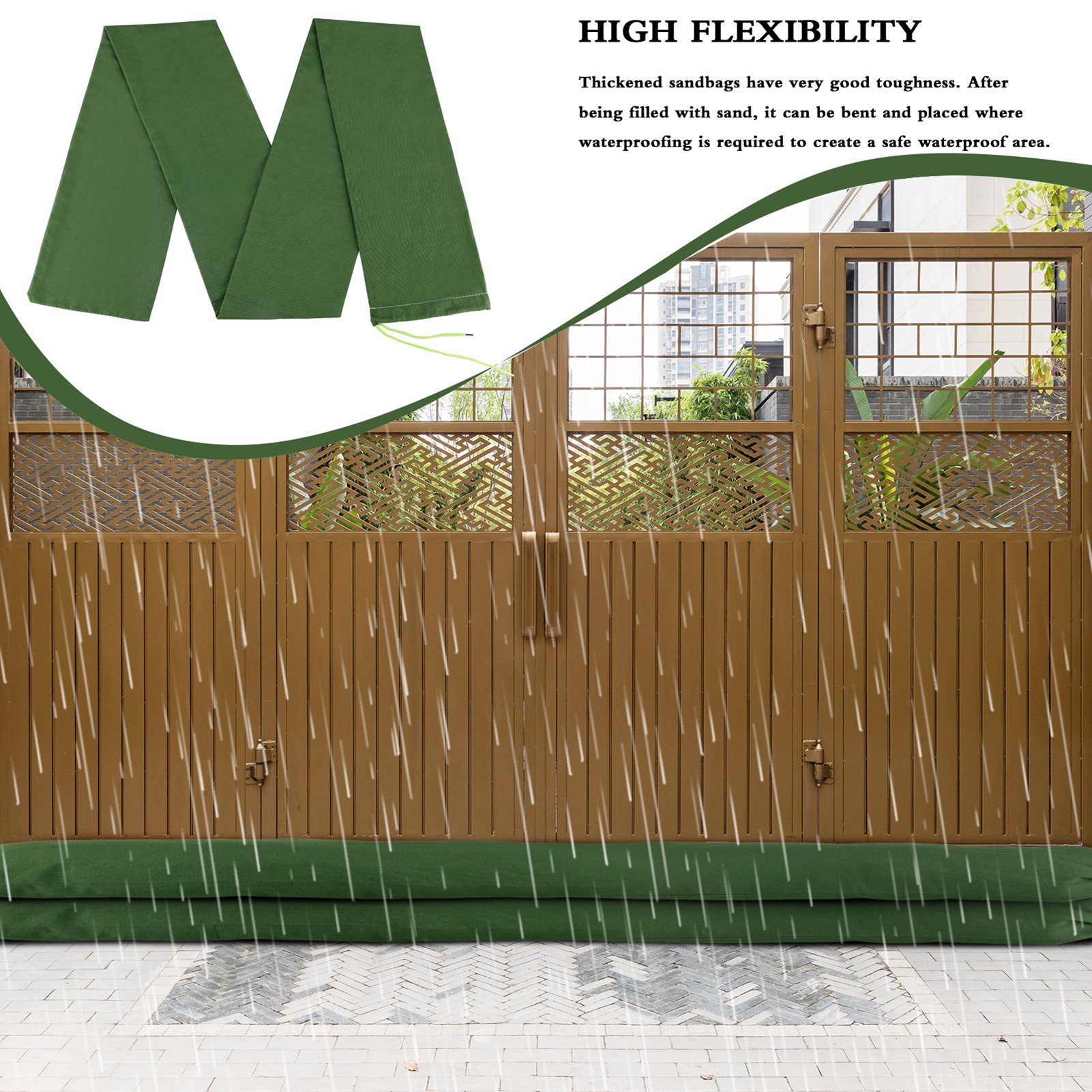 كيس رمل طويل من القماش الأخضر  - مراجعة Flood Barrier Bag وسعره