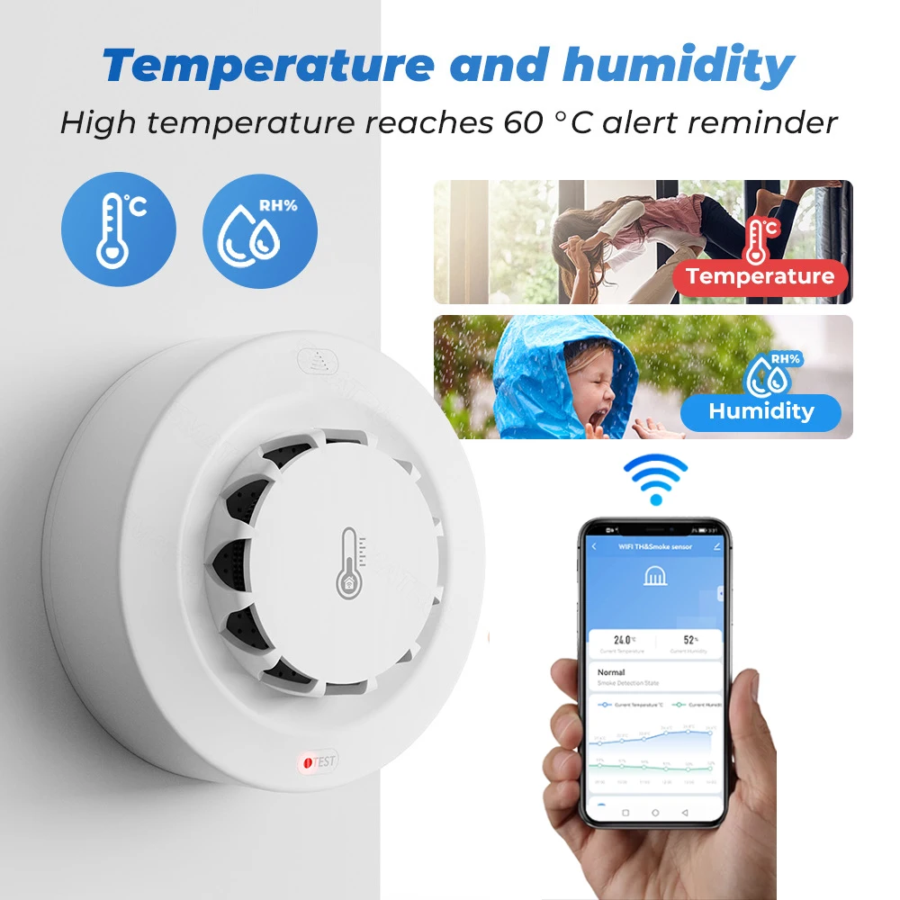 Tuya Wifi BT اثنين اتصال كاشف  - مراجعة Smoke Detector Interconnected وسعره
