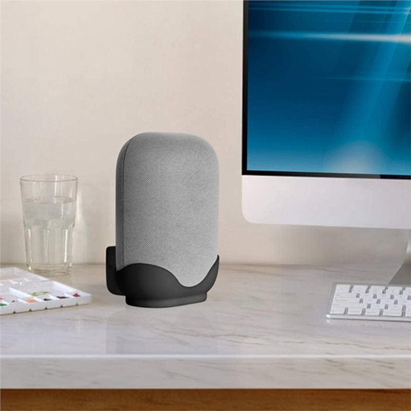 حامل جداري أسود متين وموفر للم - مراجعة Google Speaker Nest Audio وسعره