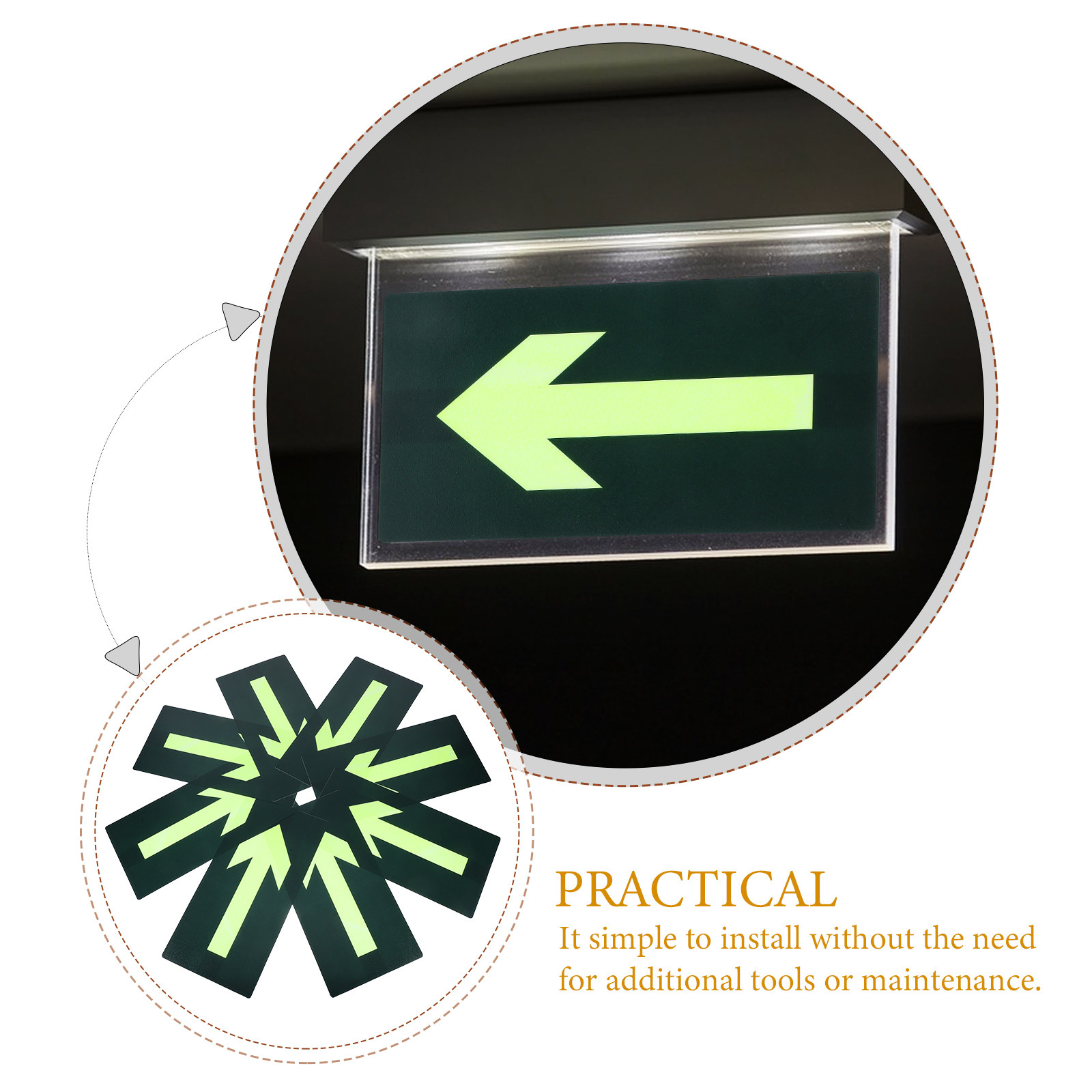 8 قطع من ملصقات الأسهم المضيئة - مراجعة Emergency Exit Sign وسعره
