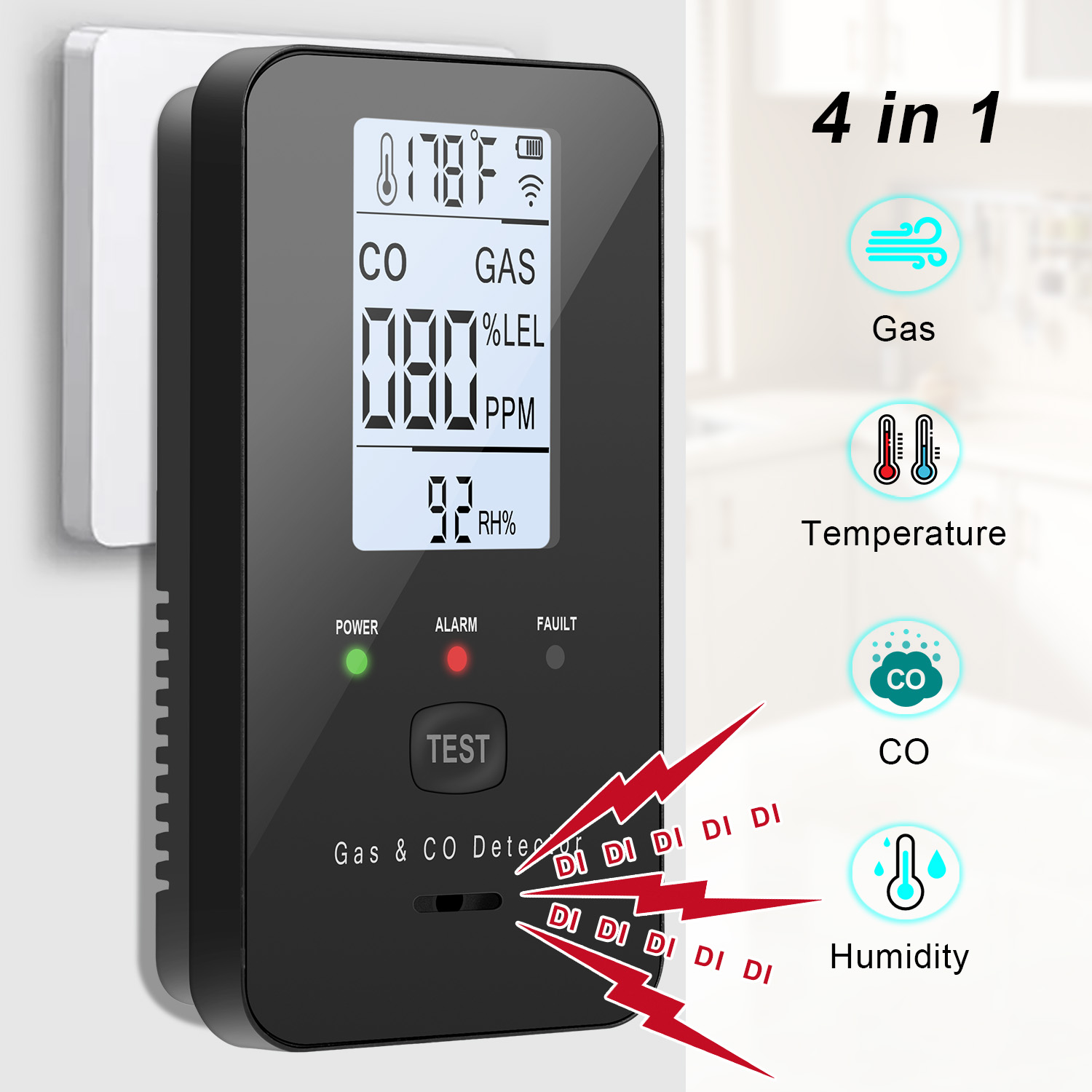 كاشف الغاز الطبيعي وأول أكسيد  - مراجعة Co Detector Plug وسعره