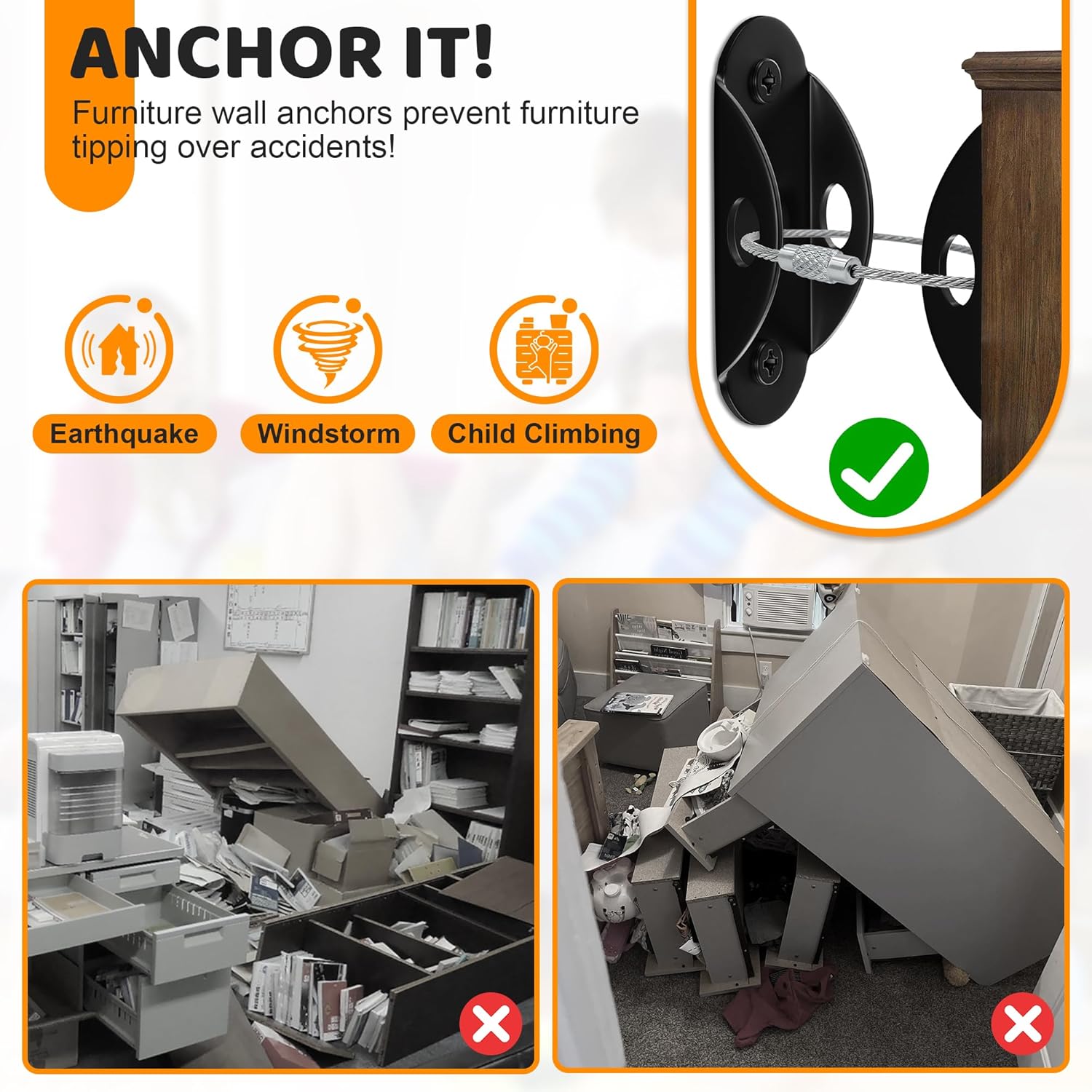 6 مجموعات من مثبتات الأثاث على - مراجعة Earthquake Anchor Strap وسعره