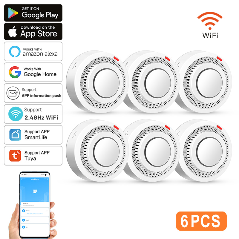 6 قطع من أجهزة استشعار الدخان  - مراجعة Smoke Detector Interconnected وسعره